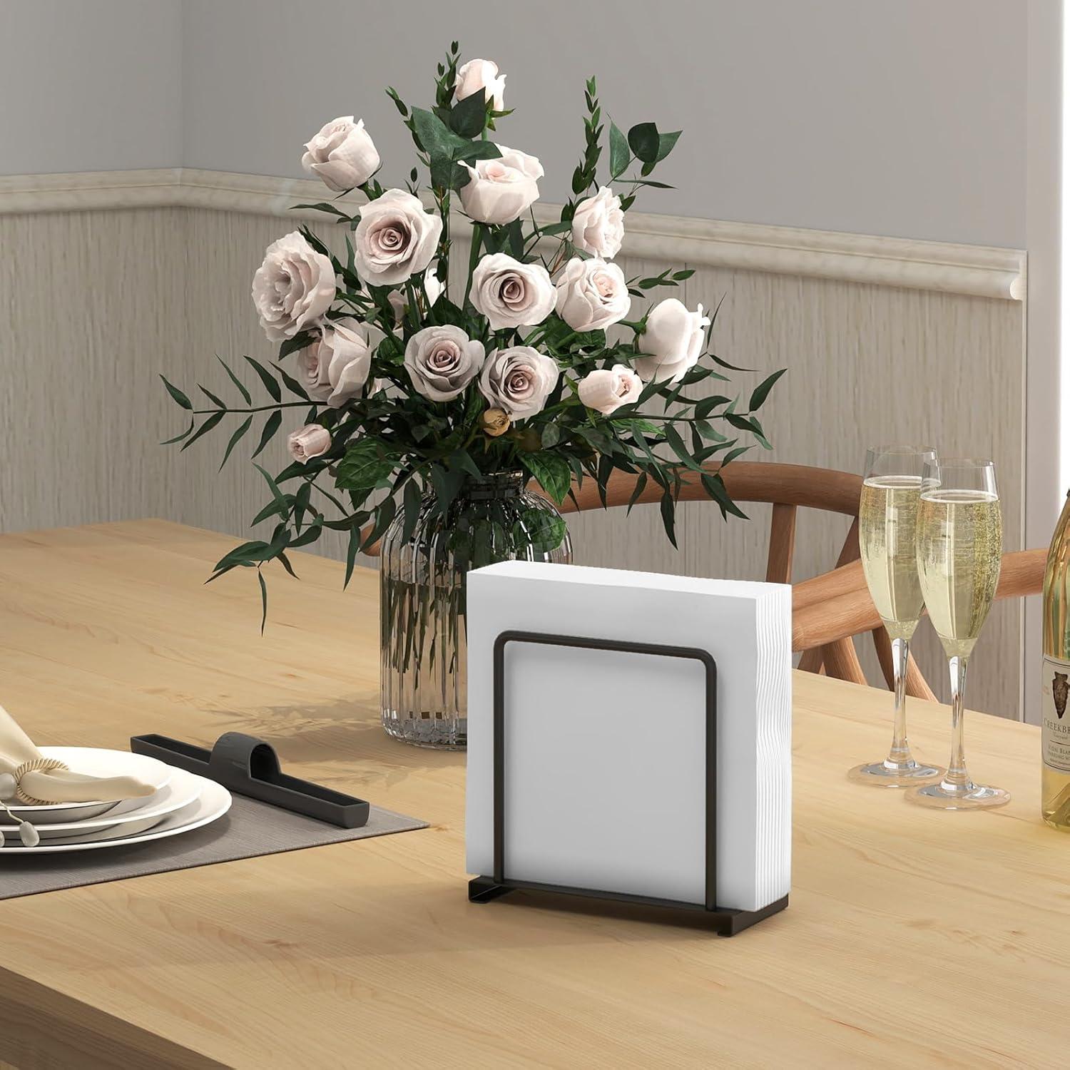 STWWO Serviettenhalter Schwarz Metall Tisch Küchenzubehör