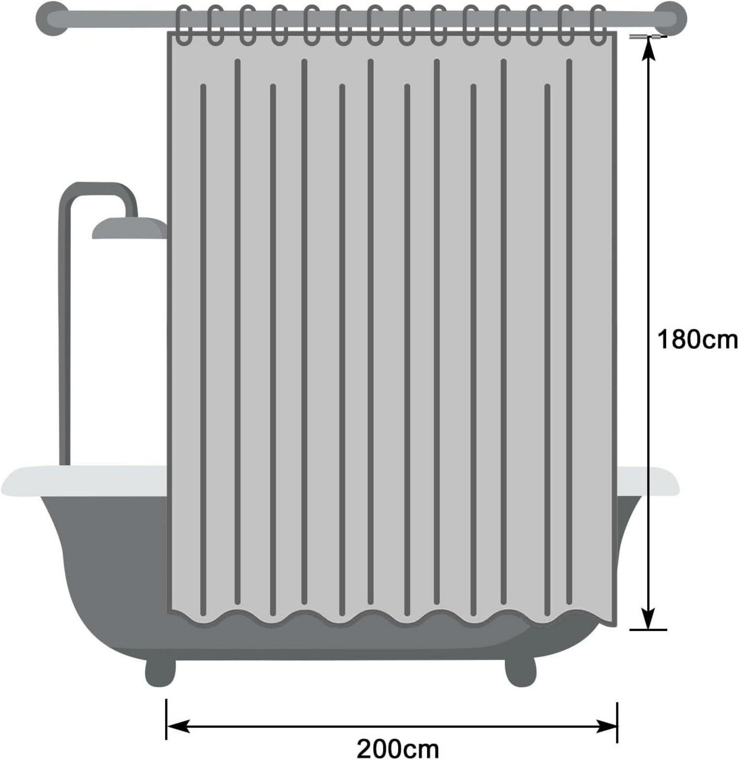 Duschvorhang Weiß 200x180 cm Anti-Schimmel Wasserdicht Vorhang Badezimmer
