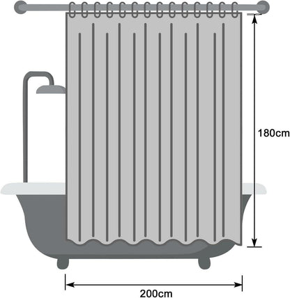 Duschvorhang Weiß 200x180 cm Anti-Schimmel Wasserdicht Vorhang Badezimmer