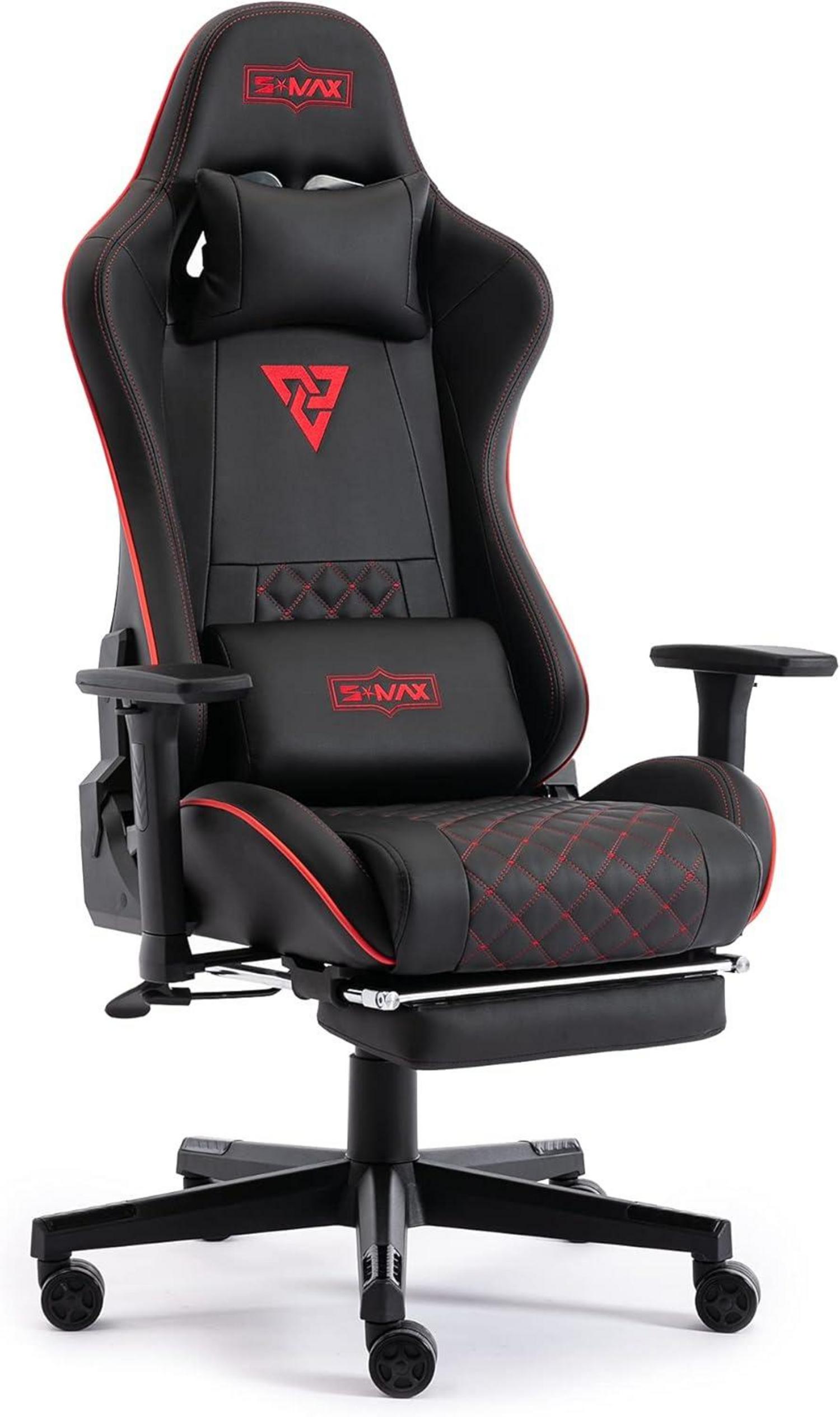 Gaming Stuhl mit Fußstütze 3D Armlehnen PU Leder Racing Style