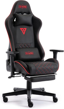 Gaming Stuhl mit Fußstütze 3D Armlehnen PU Leder Racing Style