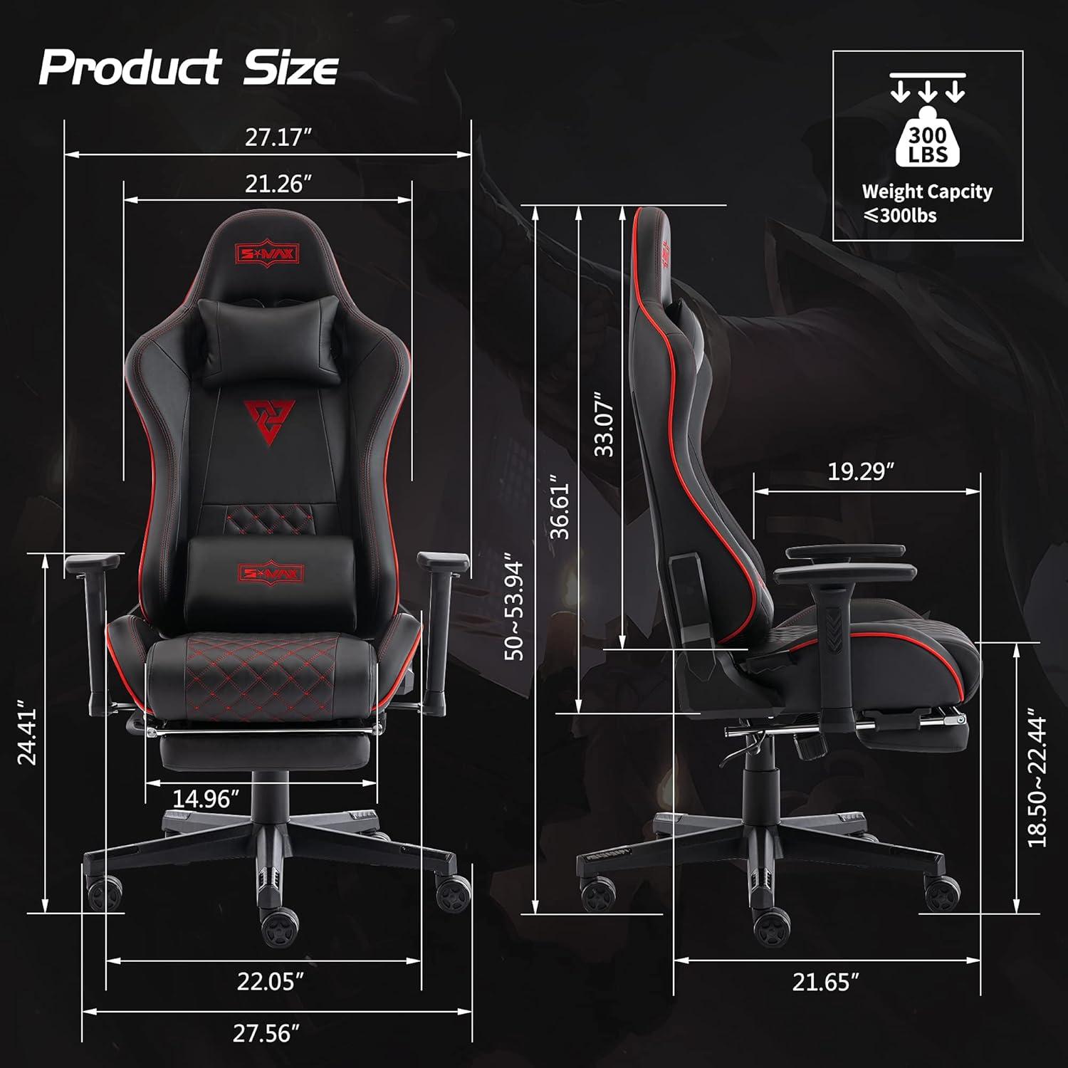 Gaming Stuhl mit Fußstütze 3D Armlehnen PU Leder Racing Style