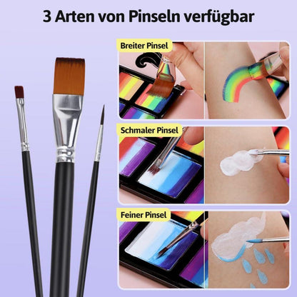 Regenbogen UV Face Paint Kinderschminken Set 21-teilig