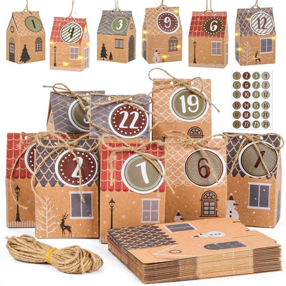Adventskalender Bastelset 24 Häuser zum Befüllen & Aufstellen