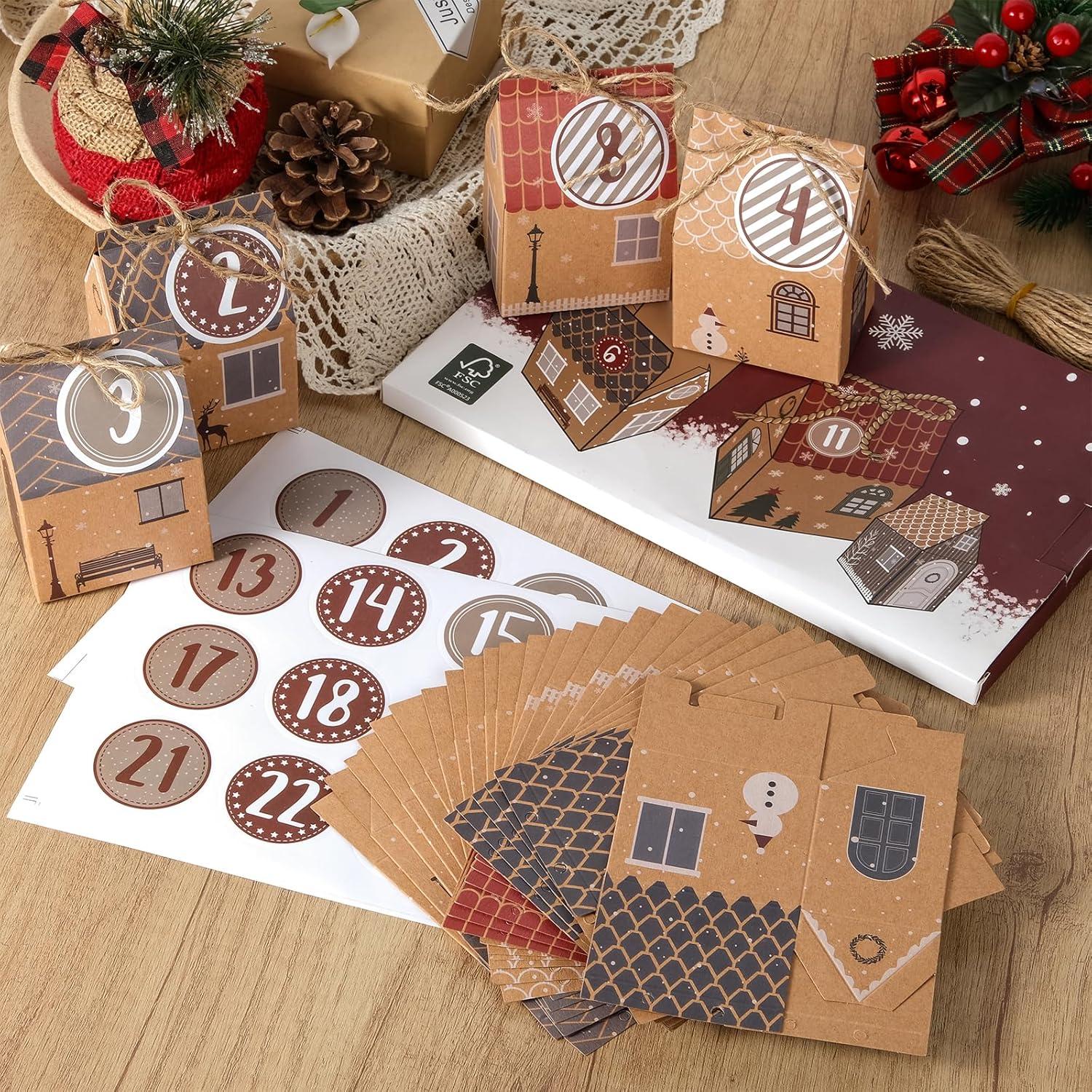 Adventskalender Bastelset 24 Häuser zum Befüllen & Aufstellen