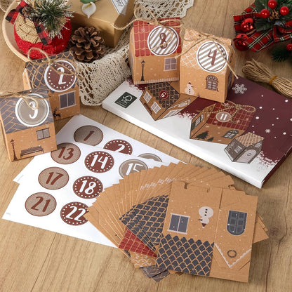 Adventskalender Bastelset 24 Häuser zum Befüllen & Aufstellen