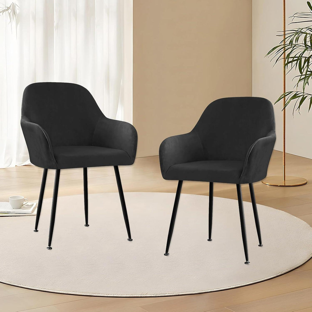 Stretch Stuhlhussen Samt Grau 2er Set für Esszimmerstühle