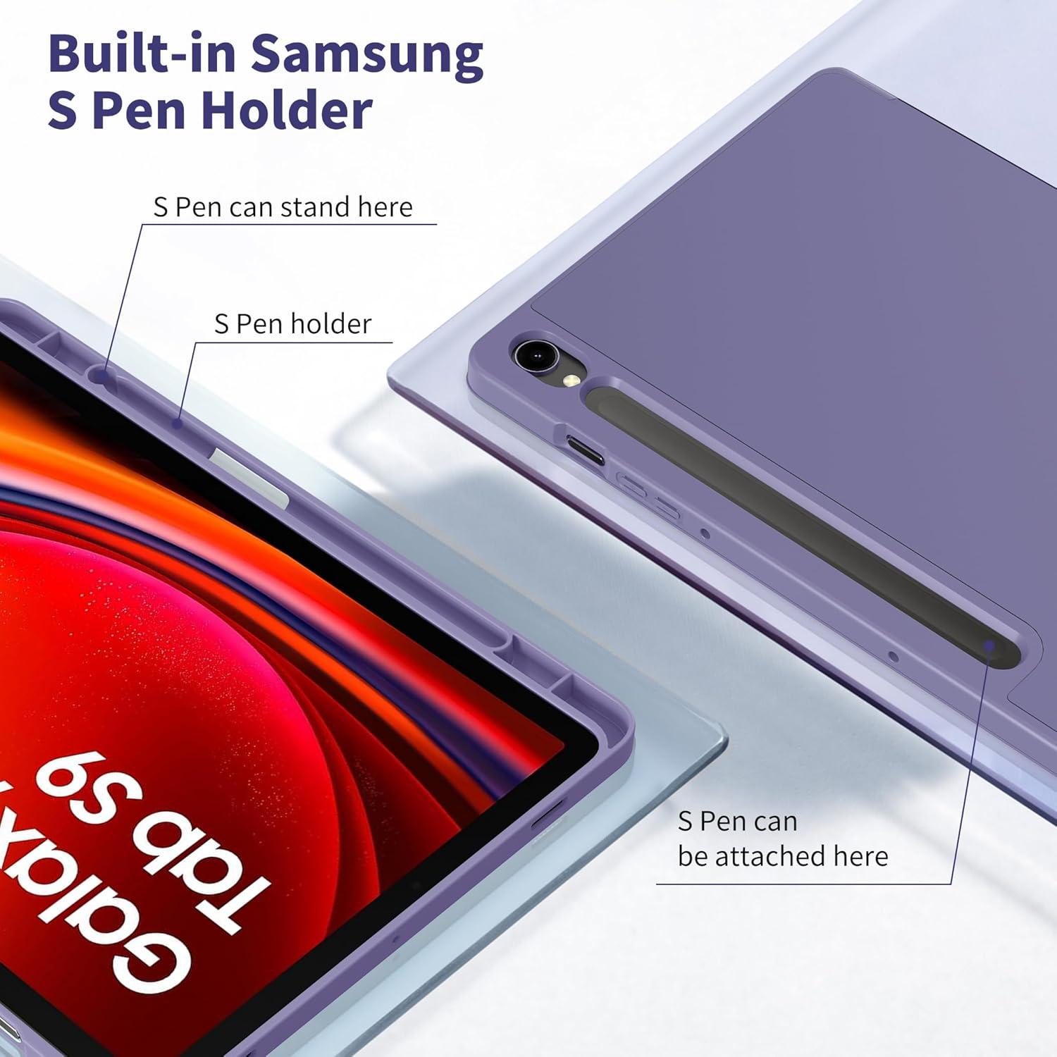 Samsung Galaxy Tab S9 FE 10.9 Zoll Hülle mit S Pen Halter - Ultra Dünn Standfunktion Schutzhülle, Lila