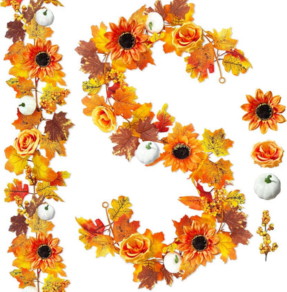 Herbstgirlande Blätter Kürbis Sonnenblumen Girlande 2er Set