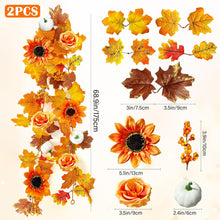 Herbstgirlande Blätter Kürbis Sonnenblumen Deko 2 Stück