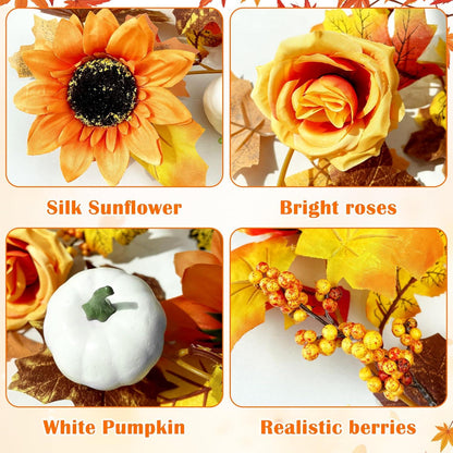 Herbstgirlande Blätter Kürbis Sonnenblumen Girlande 2er Set