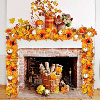 Herbstgirlande Blätter Kürbis Sonnenblumen Herbstdeko für Zimmer