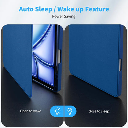 Hülle für iPad Air 13 Zoll M2 2024 Meeresblau EasyAcc Auto Wachen Schlafen Federhalter Ultra Dünn