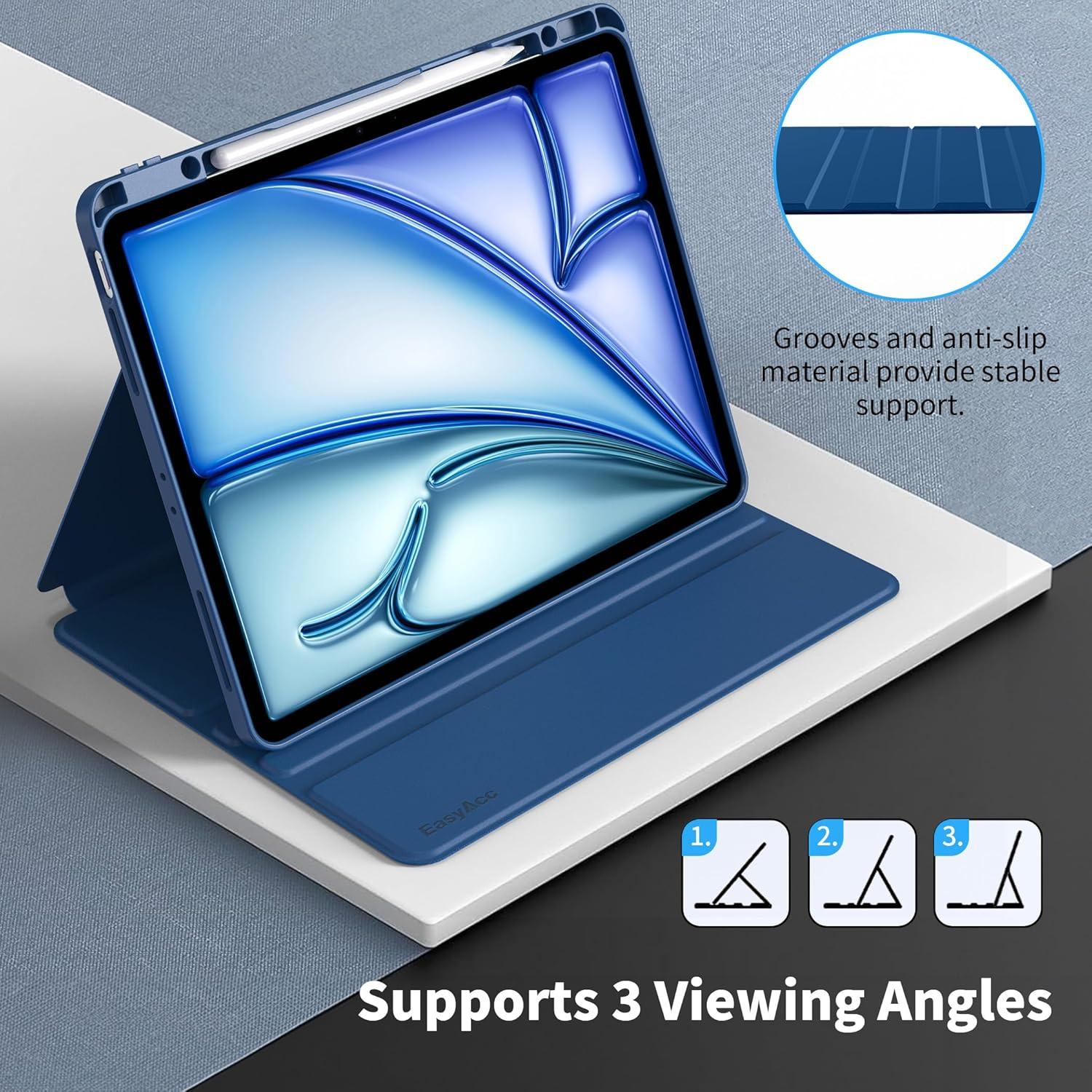 iPad Air 13 Zoll M2 2024 Schutzhülle Folio Ständer Meeresblau