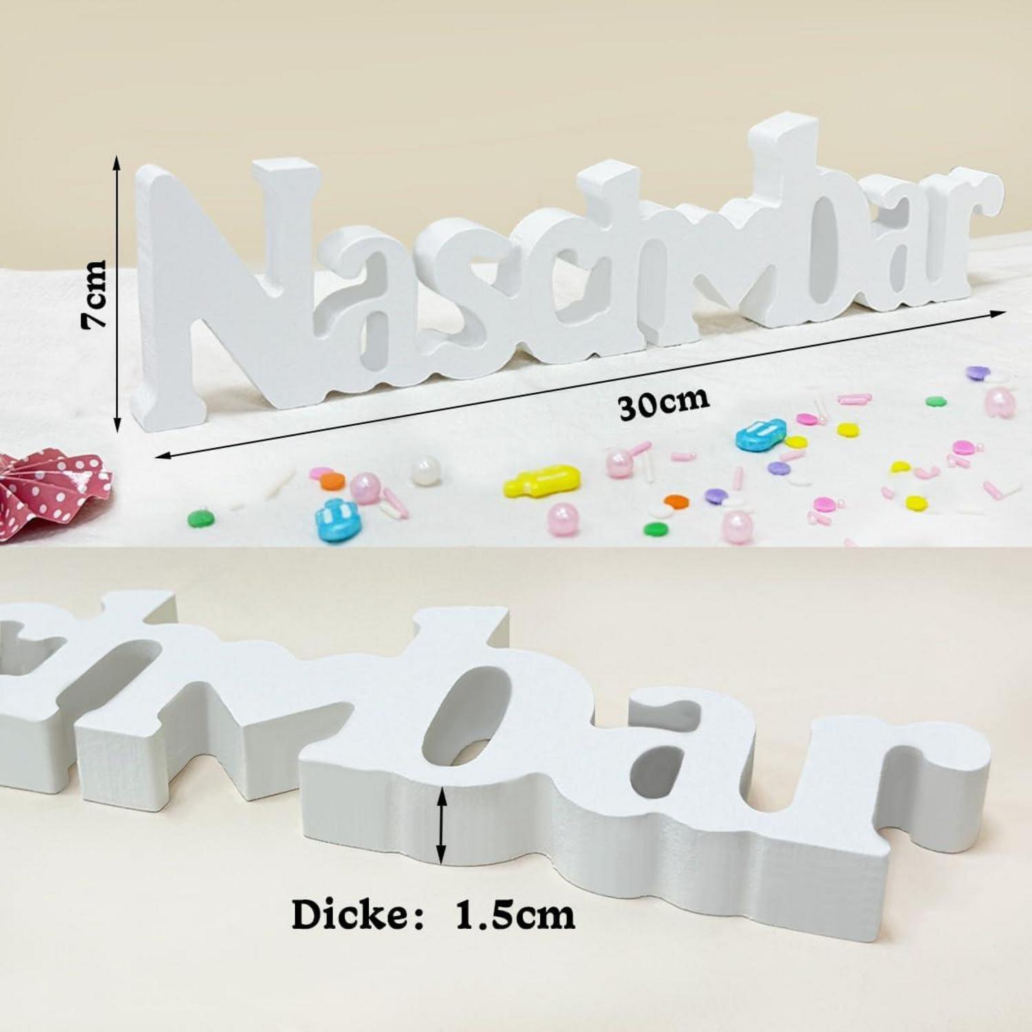 Weiße Candy Bar Deko aus Holz 30x7x1.5cm - Ideal für