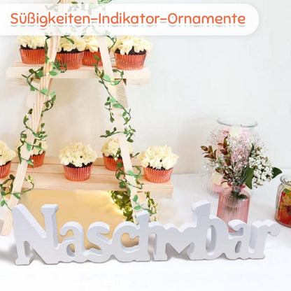 Candy Bar Deko Holz Weißer Schriftzug Hochzeit Party - 30 x 7 x 1.5cm