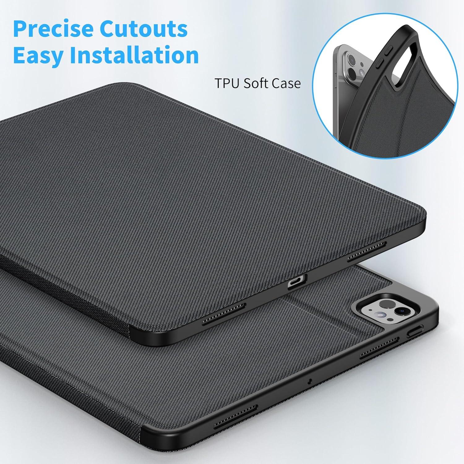 EasyAcc iPad Pro 13 M4 Hülle 2024 Schwarz Folio Ständer Magnet Auto