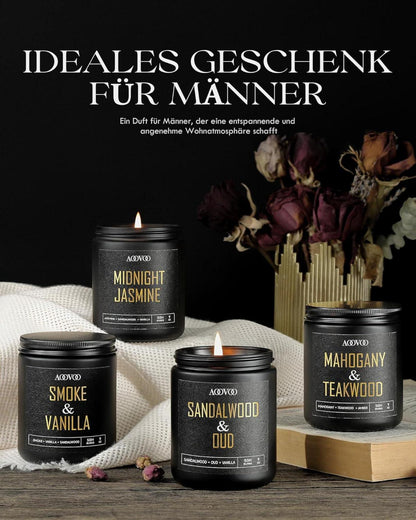 AOOVOO Duftkerzen Geschenkset Sandelholz Oud-Holz Duft