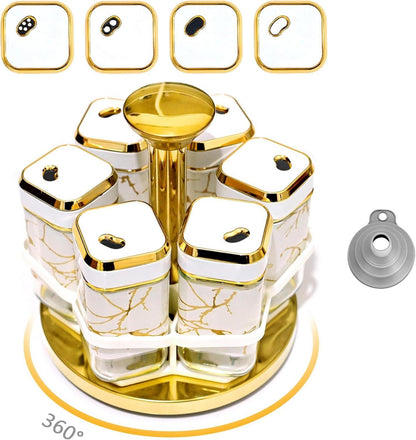 Marmorierter Gewürz Organizer mit 6 Gewürzgläsern 120ml und