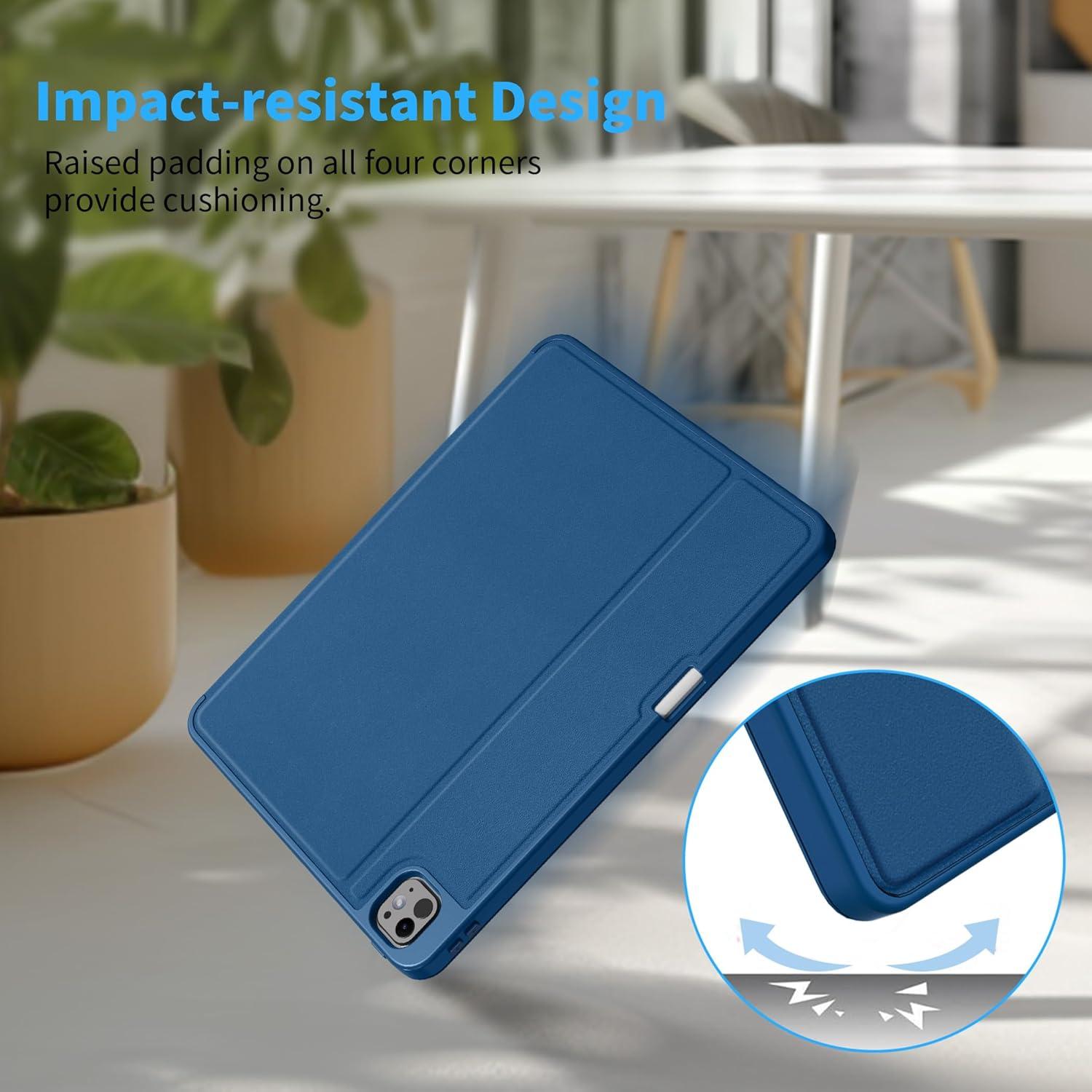 EasyAcc iPad Pro 13 M4 Hülle 2024 Dünn Folio Ständer Meeresblau