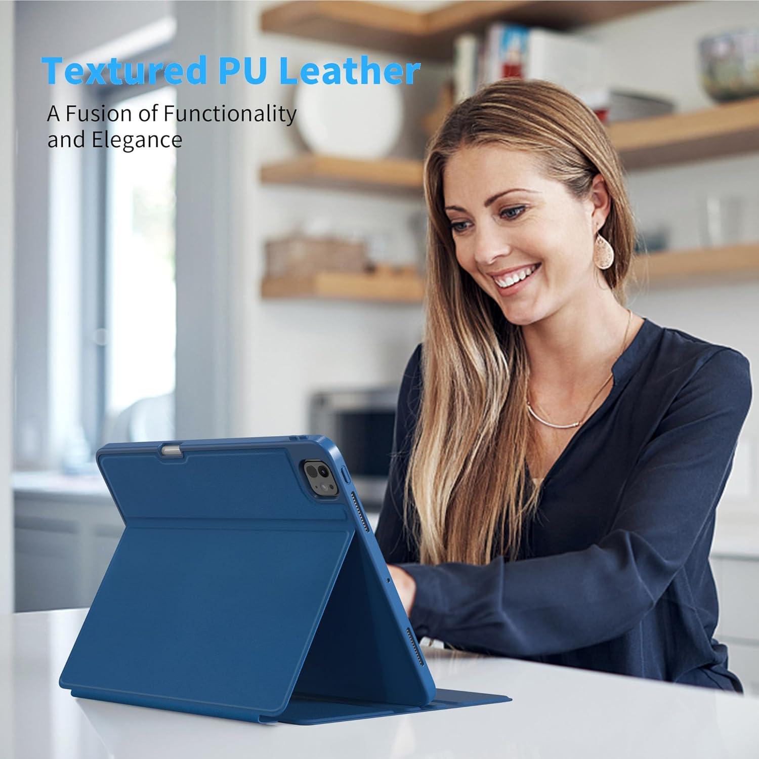 EasyAcc iPad Pro 13 M4 Hülle 2024 Dünn Folio Ständer Meeresblau