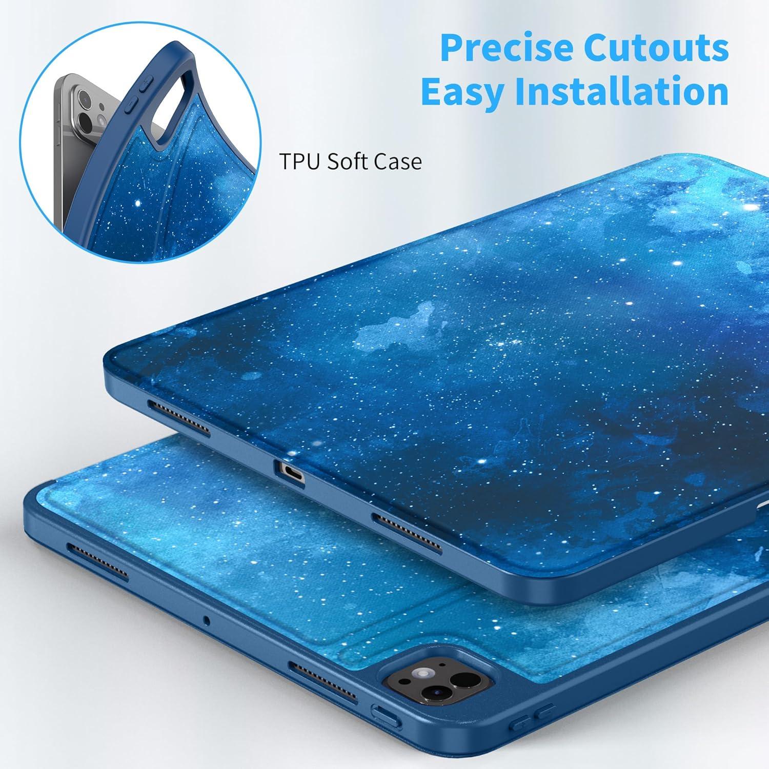 iPad Pro 13 M4 Hülle Schutzhülle Folio Ständer Blau
