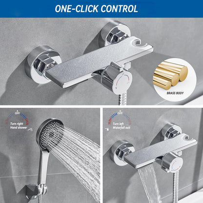 Badewannenarmatur mit Handbrause Wasserfall Dusche 1.5m Edelstahl