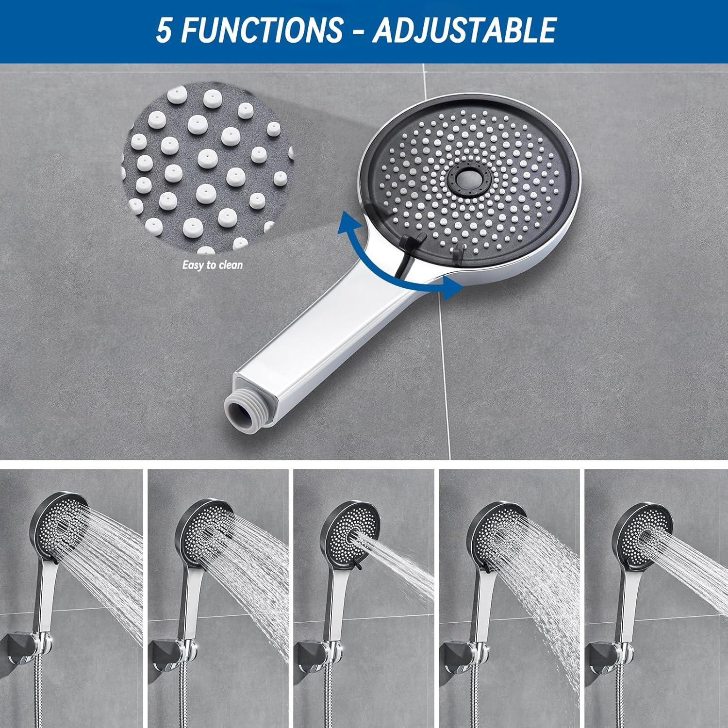Badewannenarmatur Wasserfall Handbrause 1.5m Edelstahl Chrom