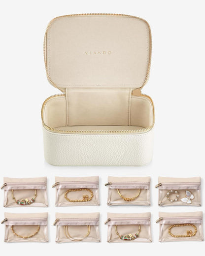 Vlando Schmuckkasten mit 8 Schmuckbeutel aus Leder