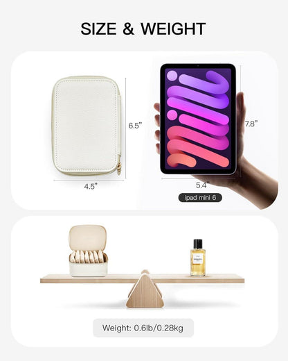 Vlando Reise Schmuckkasten mit 8 Schmuckbeuteln aus Leder und Samtbeuteln, Geschenk für