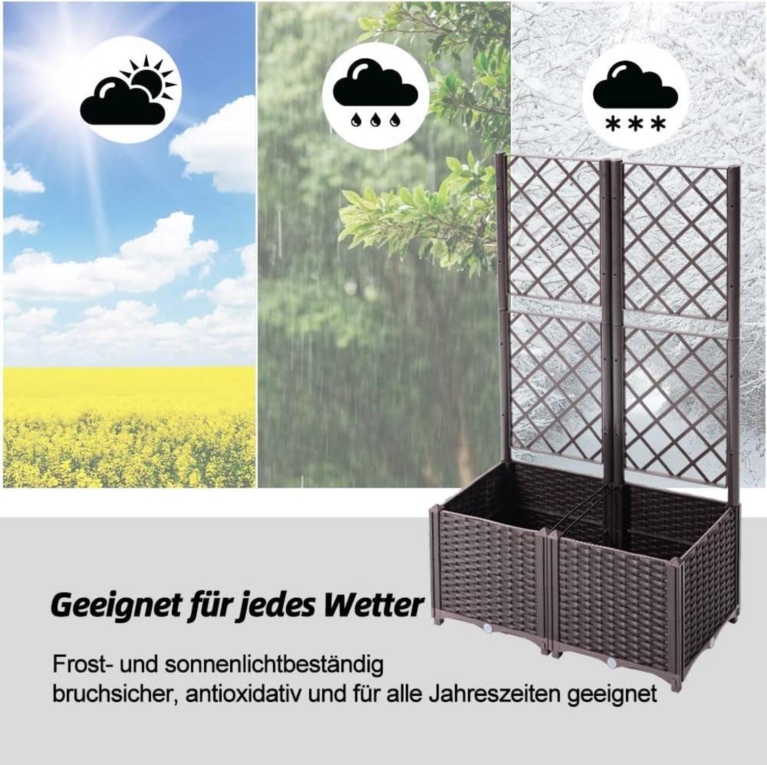 Rankkasten Hochbeet Pflanzgefäß mit Rankgitter und Selbstbewässerung