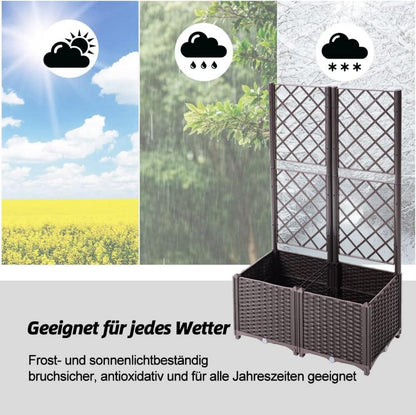 Rankkasten Hochbeet Pflanzgefäß mit Rankgitter und Selbstbewässerung