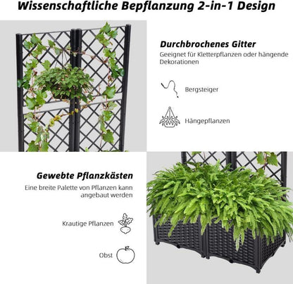 Rankkasten Hochbeet Pflanzgefäß Garten Terrasse Balkon Schwarz 80x40x136cm