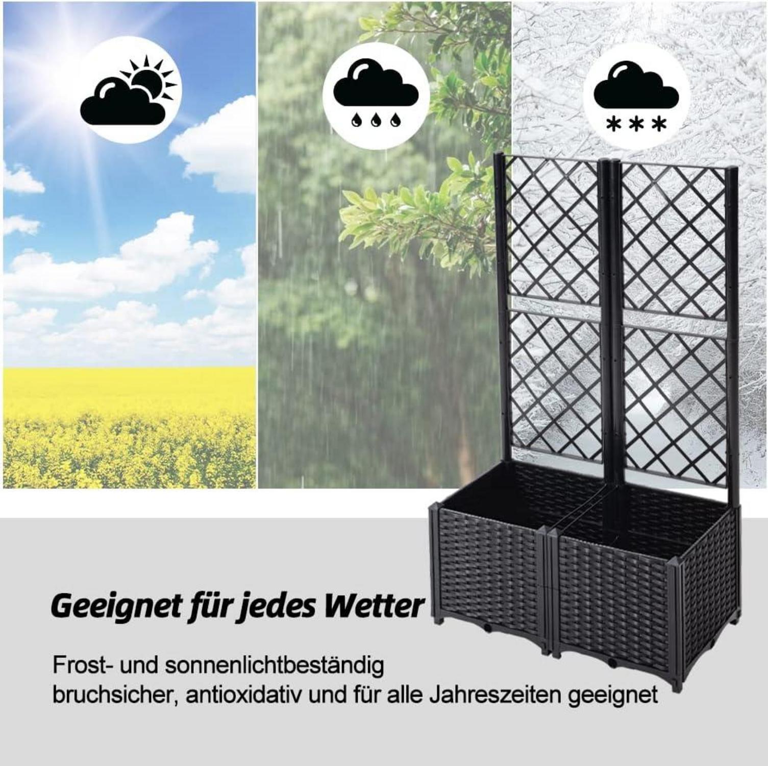 Rankkasten Hochbeet Pflanzgefäß Garten Terrasse Balkon Schwarz 80x40x136cm