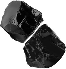 Obsidian Kristall Rohstein 2 Stück Natursteine Premium Meditation
