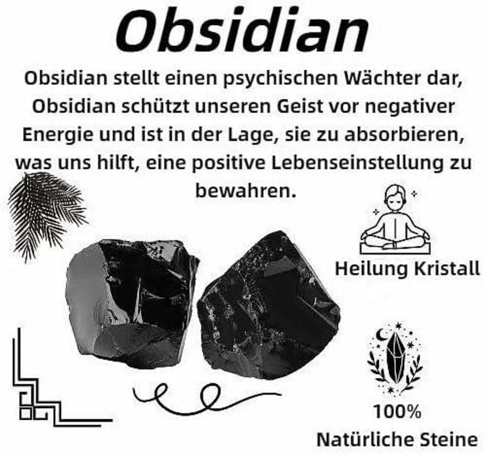 Obsidian Kristall Rohstein 2 Stück Natursteine Premium Meditation