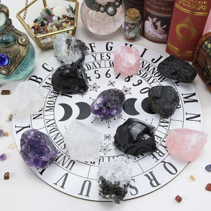 Obsidian Kristall Rohstein Set 2 Stück Premium Natursteine Meditation Reiki