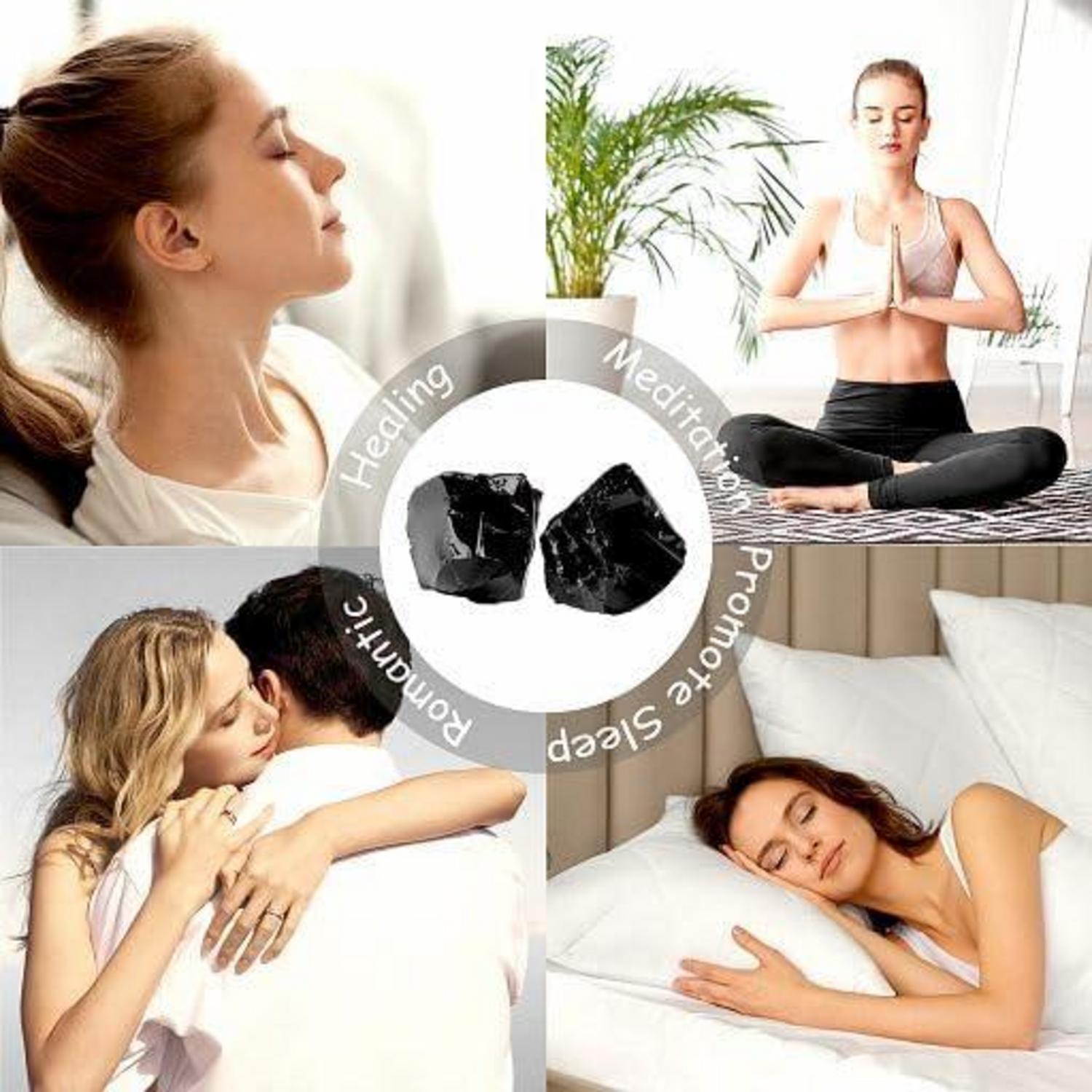 Obsidian Kristall Rohstein Set 2 Stück Premium Natursteine Meditation Reiki
