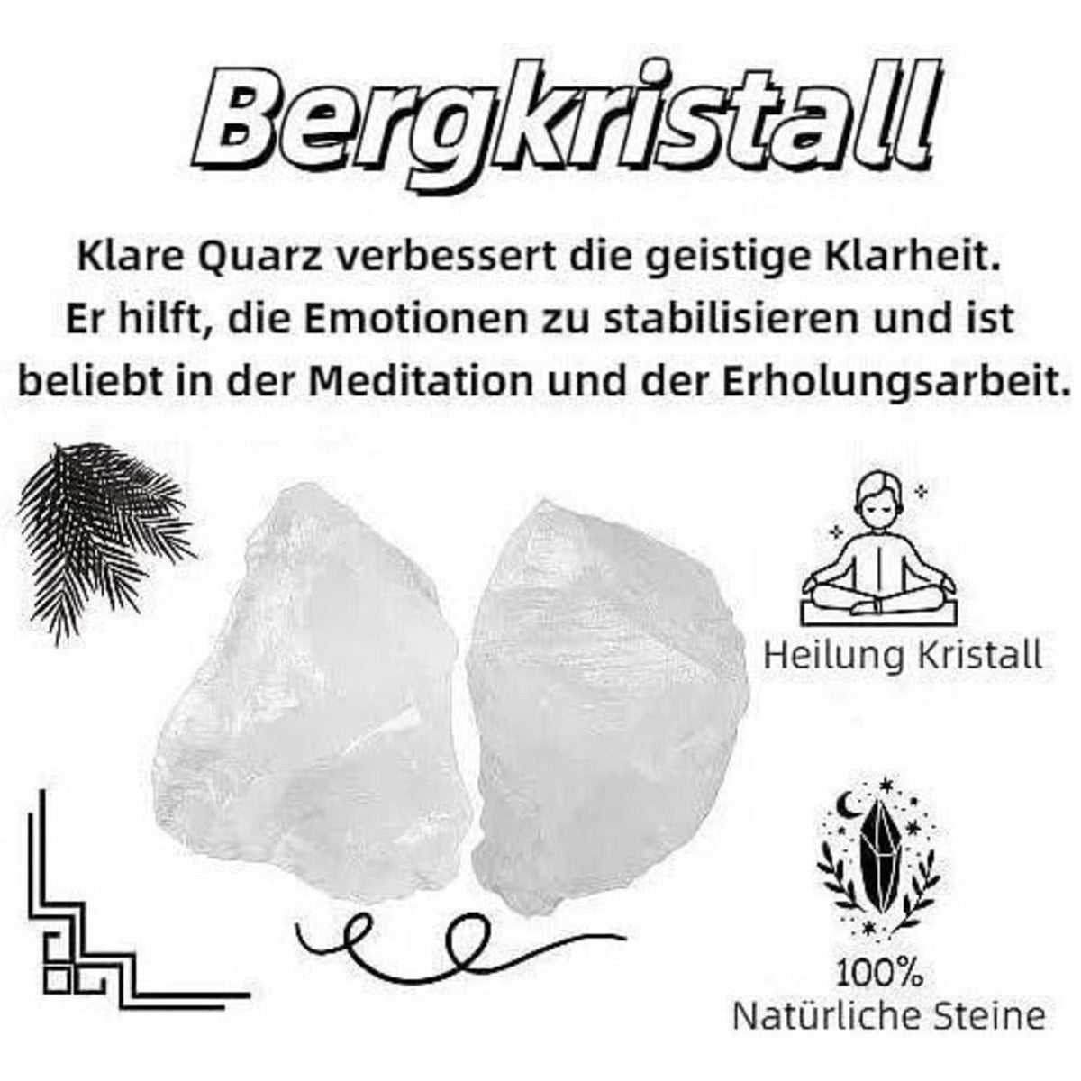 Bergkristall Rohstein Set | 2x Großer Kristall für Meditation & Deko