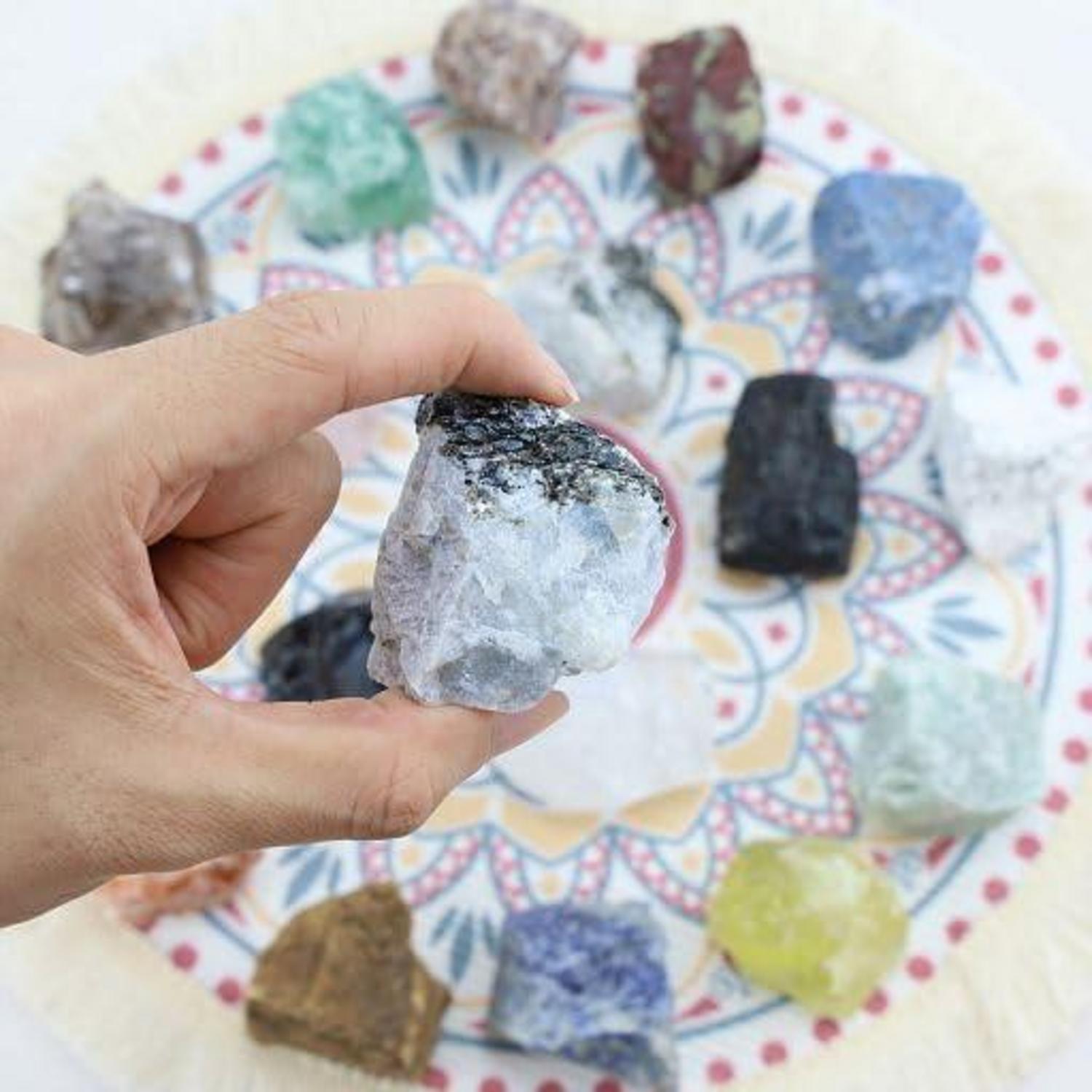 Mondstein Große Kristall Rohstein Heilsteine 2 Stück Meditation Reiki
