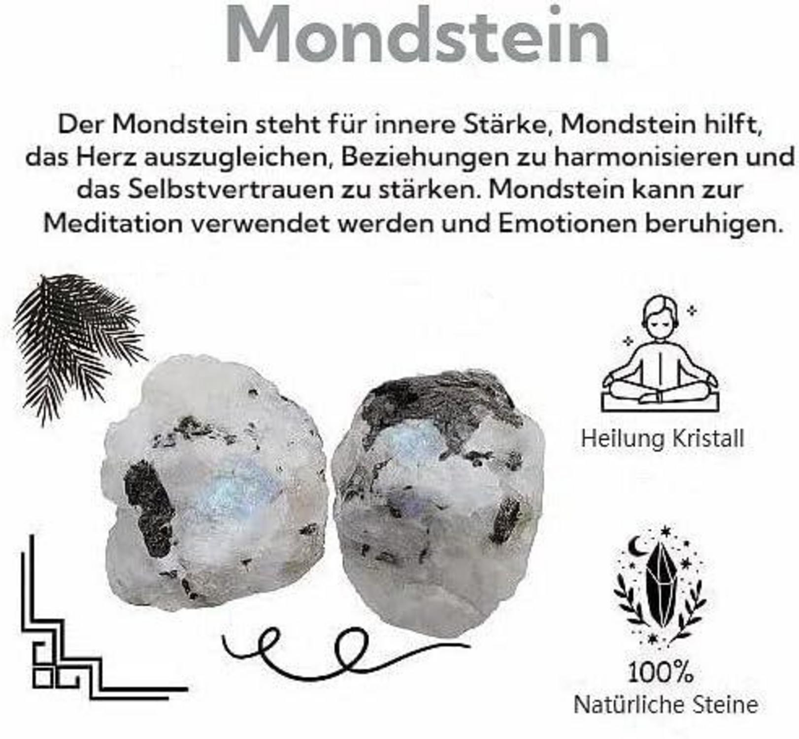 Große Mondstein Kristalle 2 Stück Rohsteine Premium für Meditation & Reiki