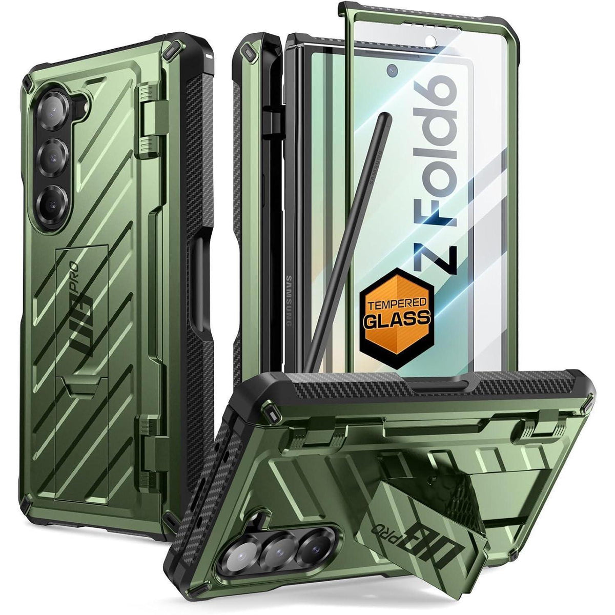 Samsung Galaxy Z Fold 6 Hülle mit S Pen Halter & Ständer Grün