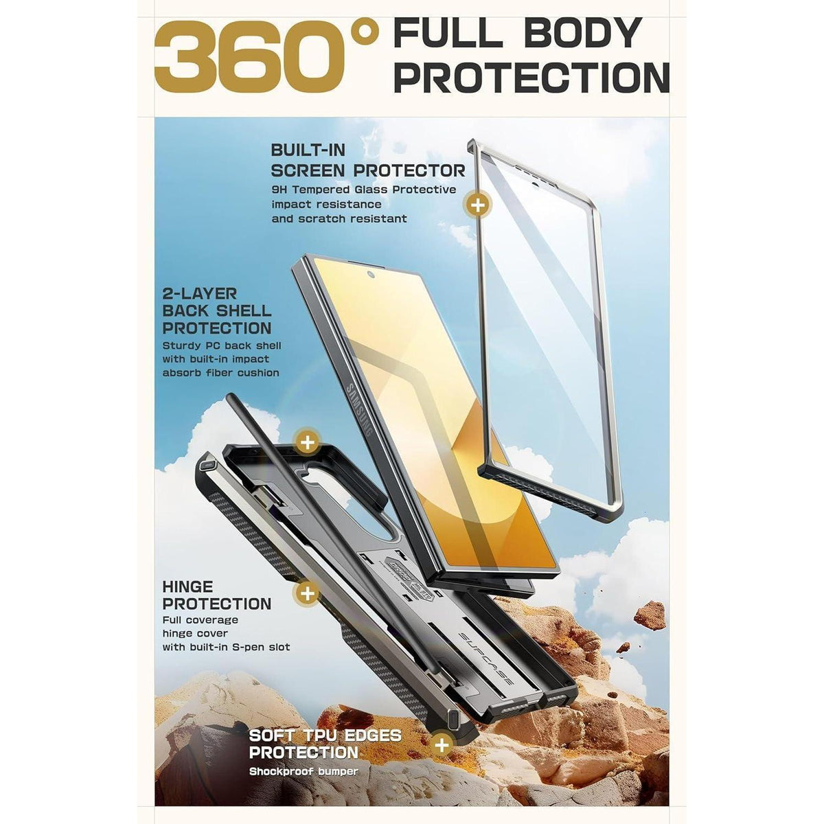 Galaxy Z Fold 6 Hülle mit S Pen Halter & Displayschutz