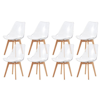 Transparente Esszimmerstühle Set 8er mit Buchenbeinen & Sitzkissen