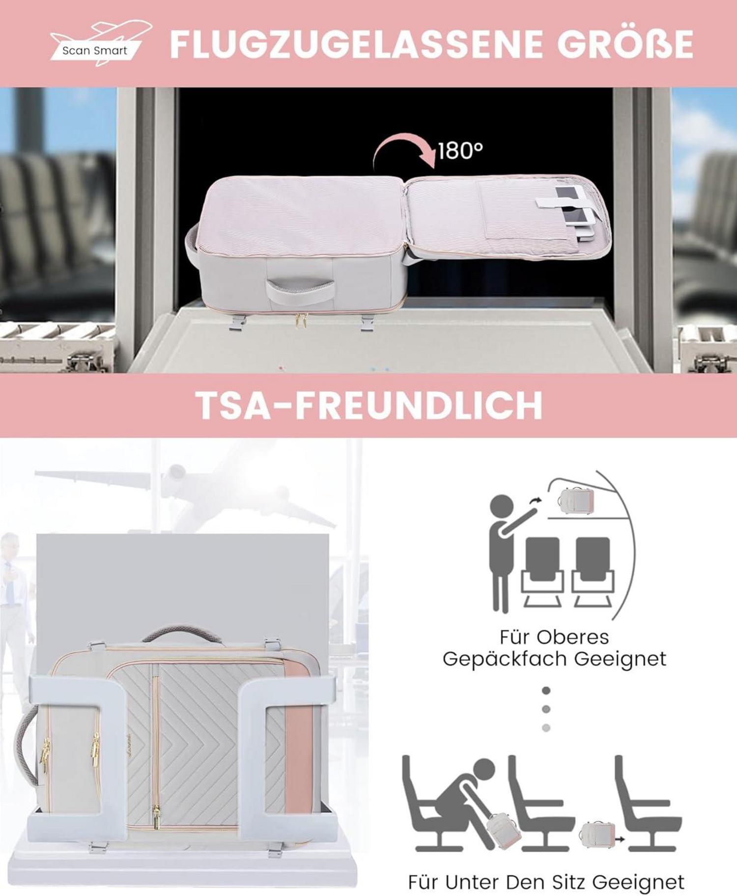 40L Reiserucksack Damen Handgepäck Travel Backpack 17 Zoll