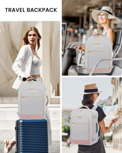 Damen Reiserucksack 40L Handgepäck Flugzeug 17 Zoll Laptop Grau