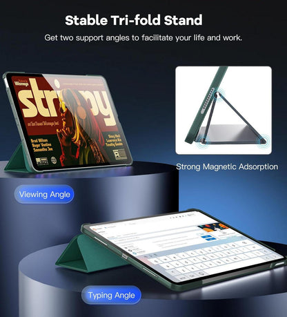 TiMOVO iPad Air 13 Zoll Hülle M2 2024, Auto Schlaf/Aufwach, Transluzente Rückabdeckung, Mitternachtsgrün