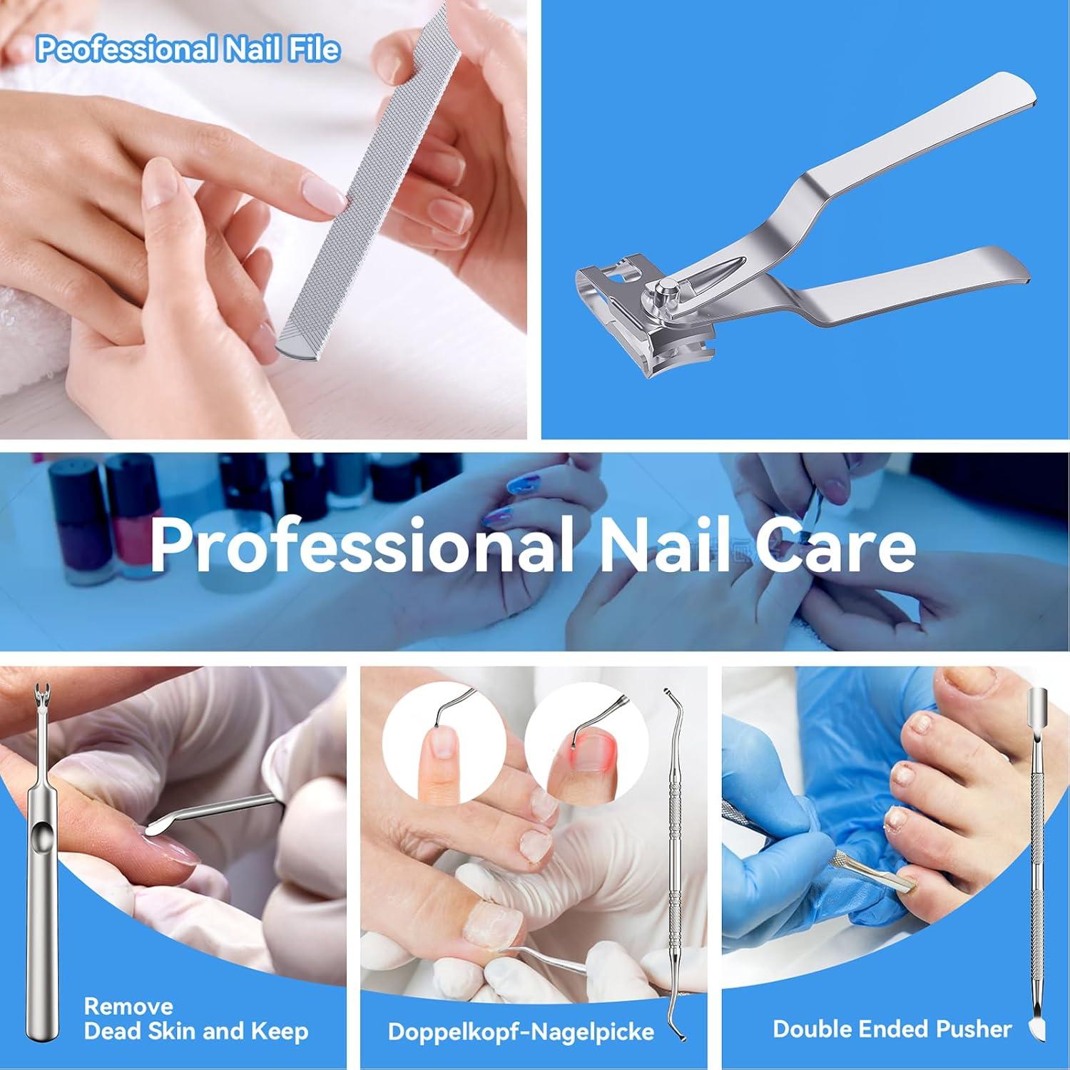 Profi Nagelschere Nagelknipser Set 7-teilig Fußnägel Pediküre Maniküre_EDelstahlEtui