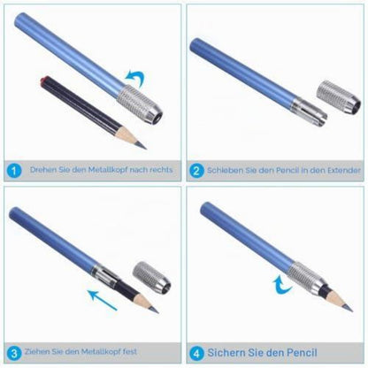 Bleistiftverlängerung Metall 2er Set Blau – Für Bleistifte & Stifte