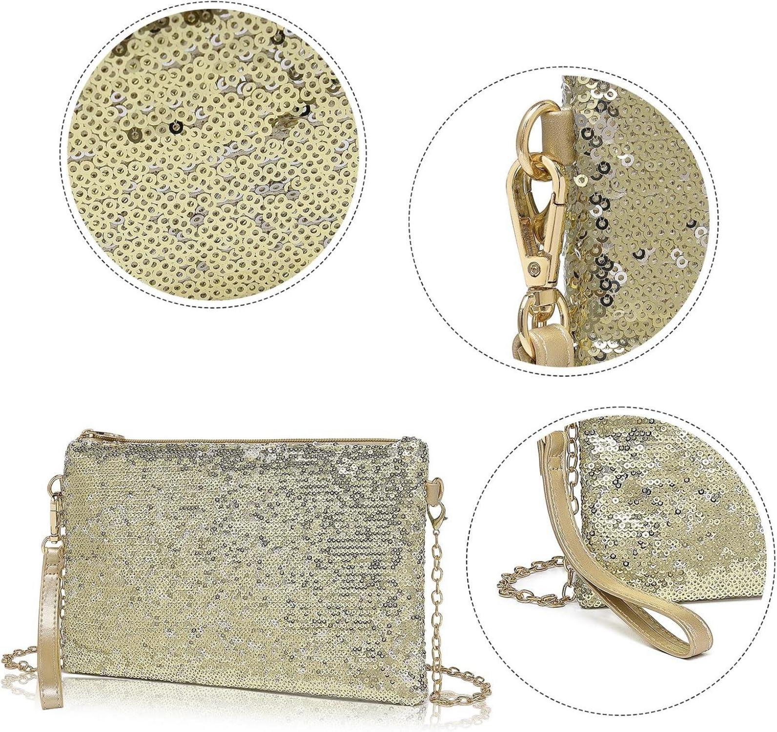 Damen Fashion Pailletten Clutch Mini Umhängetasche für